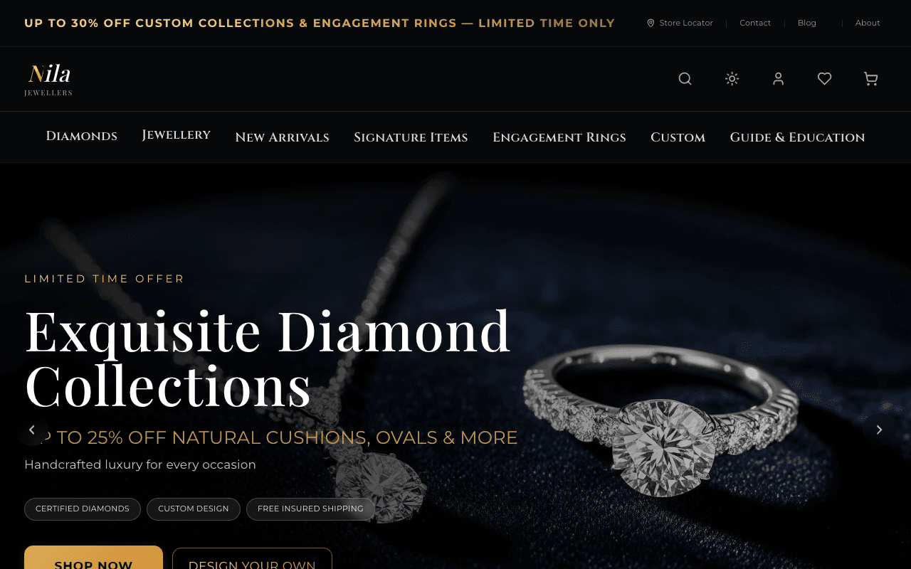 Nila Jewellery — website screenshot